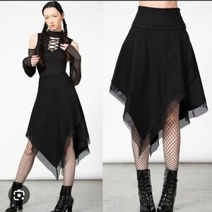 Killstar Catryna Asymmetric skirt, black, size Small